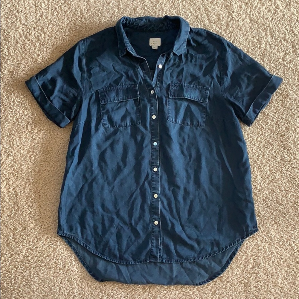 Blue denim button down